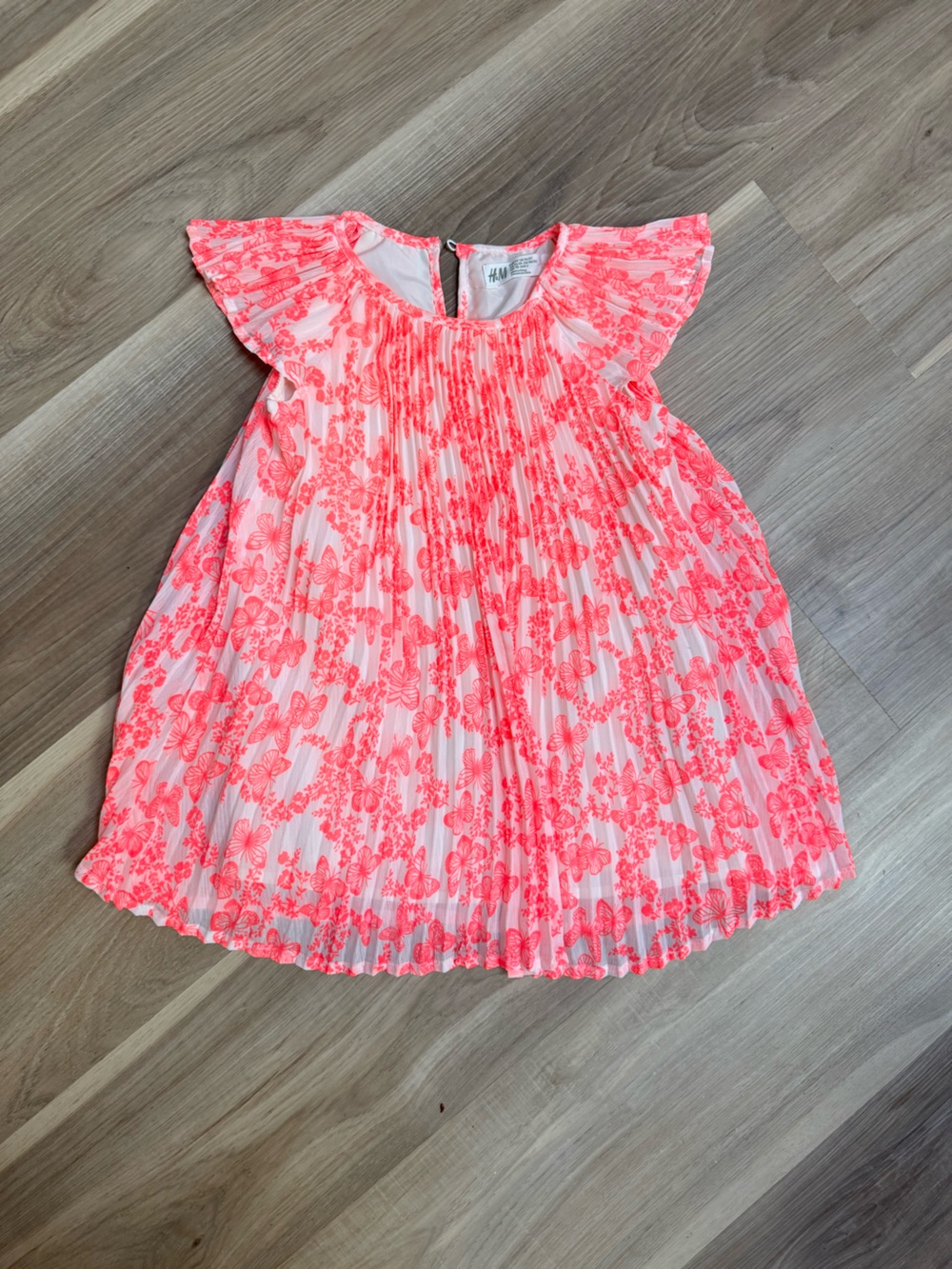 H&M Coral Pink Floral Pleated Girls' Dress